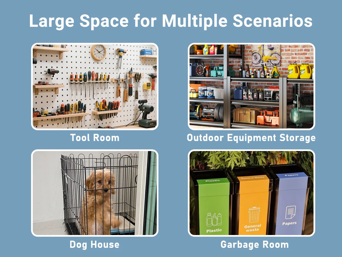 Heavy-Duty Metal Frame Storage with Window and Lockable Tool Shed