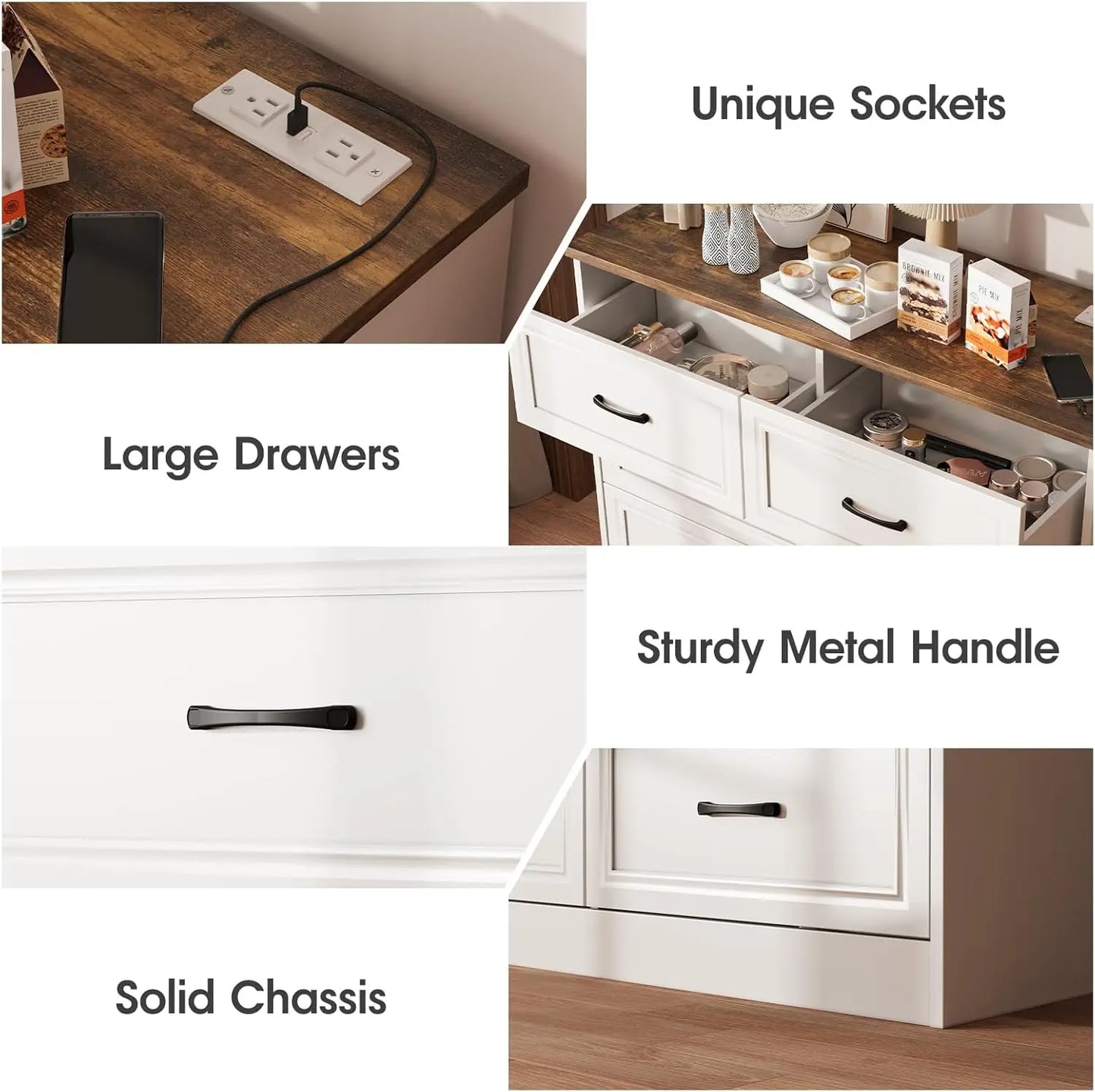 6 Drawer Dresser Organizer with Charging Station