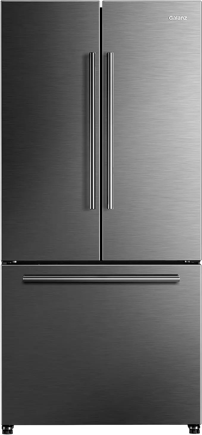 French Door Refrigerator with Installed Ice Maker and Bottom Freezer