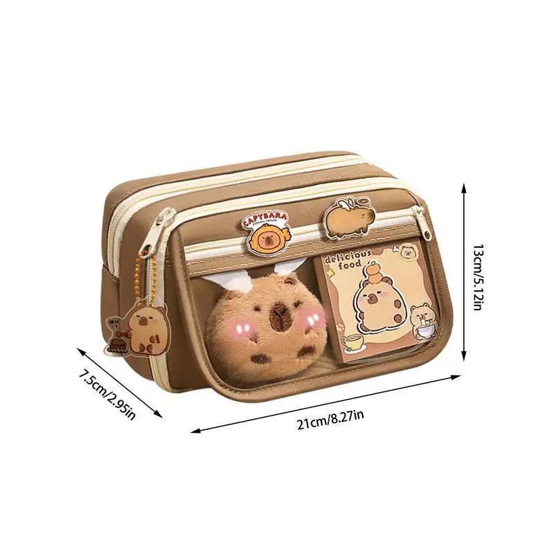 Large Capacity Pencil Case Flip Cover Stationery Pencil Bag