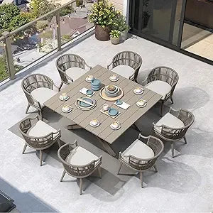 All Weather Wicker Patio Dining Set with Square Aluminum Table