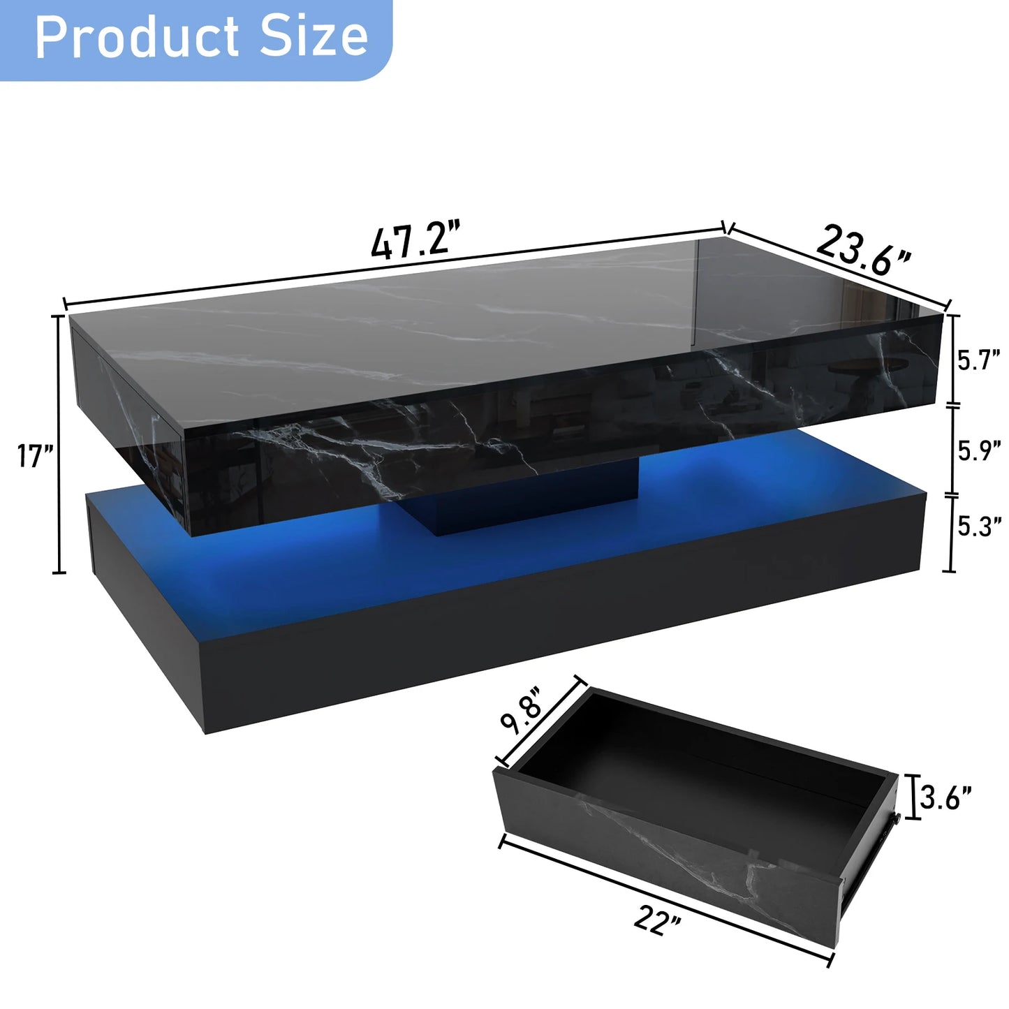 Modern Stylish Coffee Table with LED lights