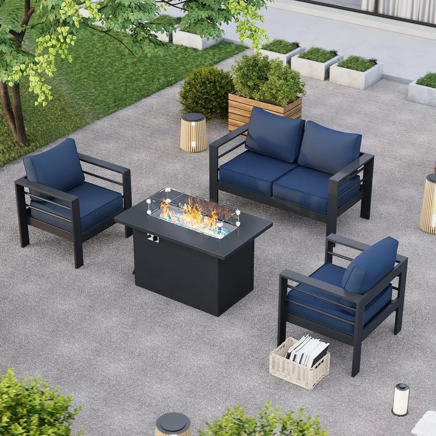 Aluminum Patio Furniture Set with Waterproof Covers
