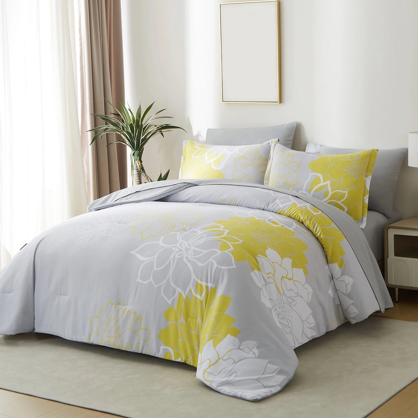 Reversible Botanical Flowers Comforter Set
