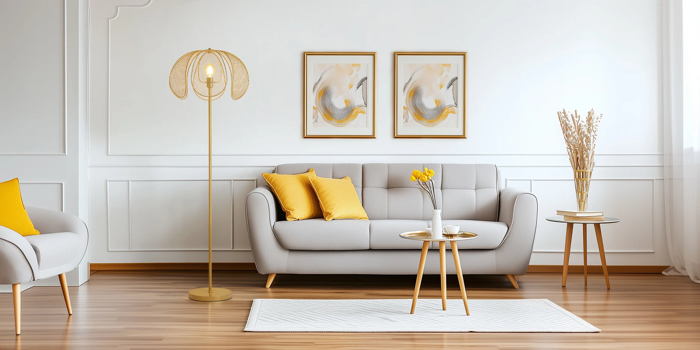 Gold Metal Petal Aesthetic Floor Lamp