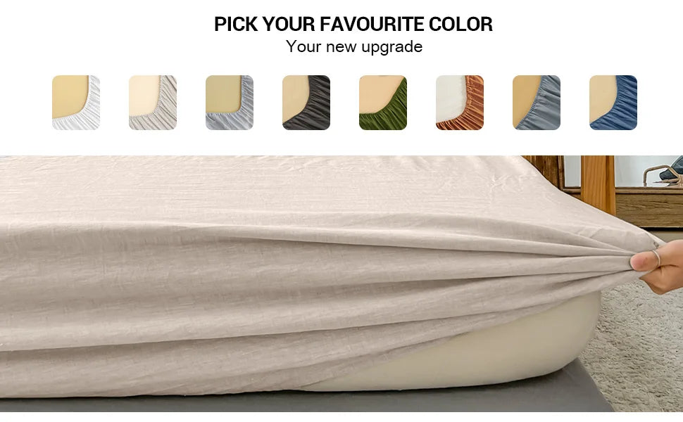Mattress Cover Natural Flax Cotton Soft Bedding