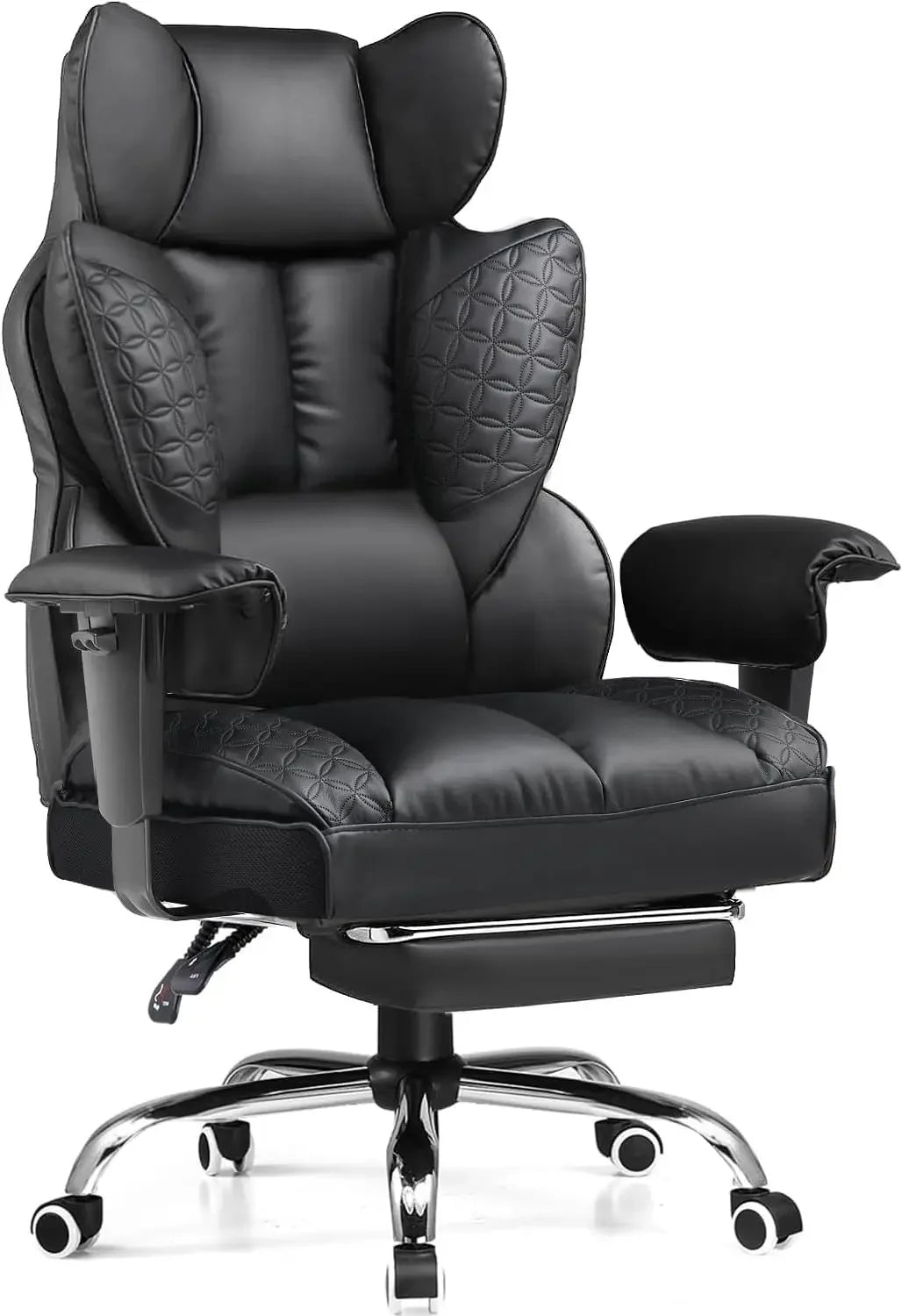 Big and Tall Office Chair with Deluxe Embossing Designed Leather and Foot Rest