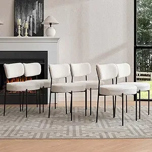 Mid Century Modern Dining Chair with Curved Upholstered