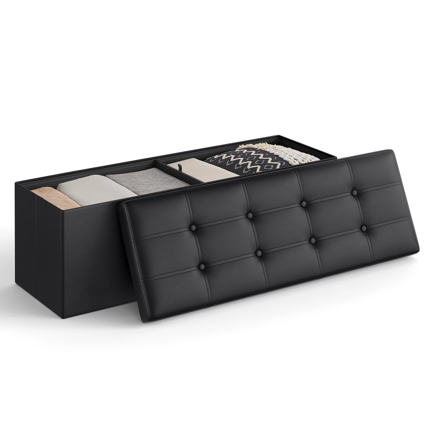 Folding Storage Ottoman Bench
