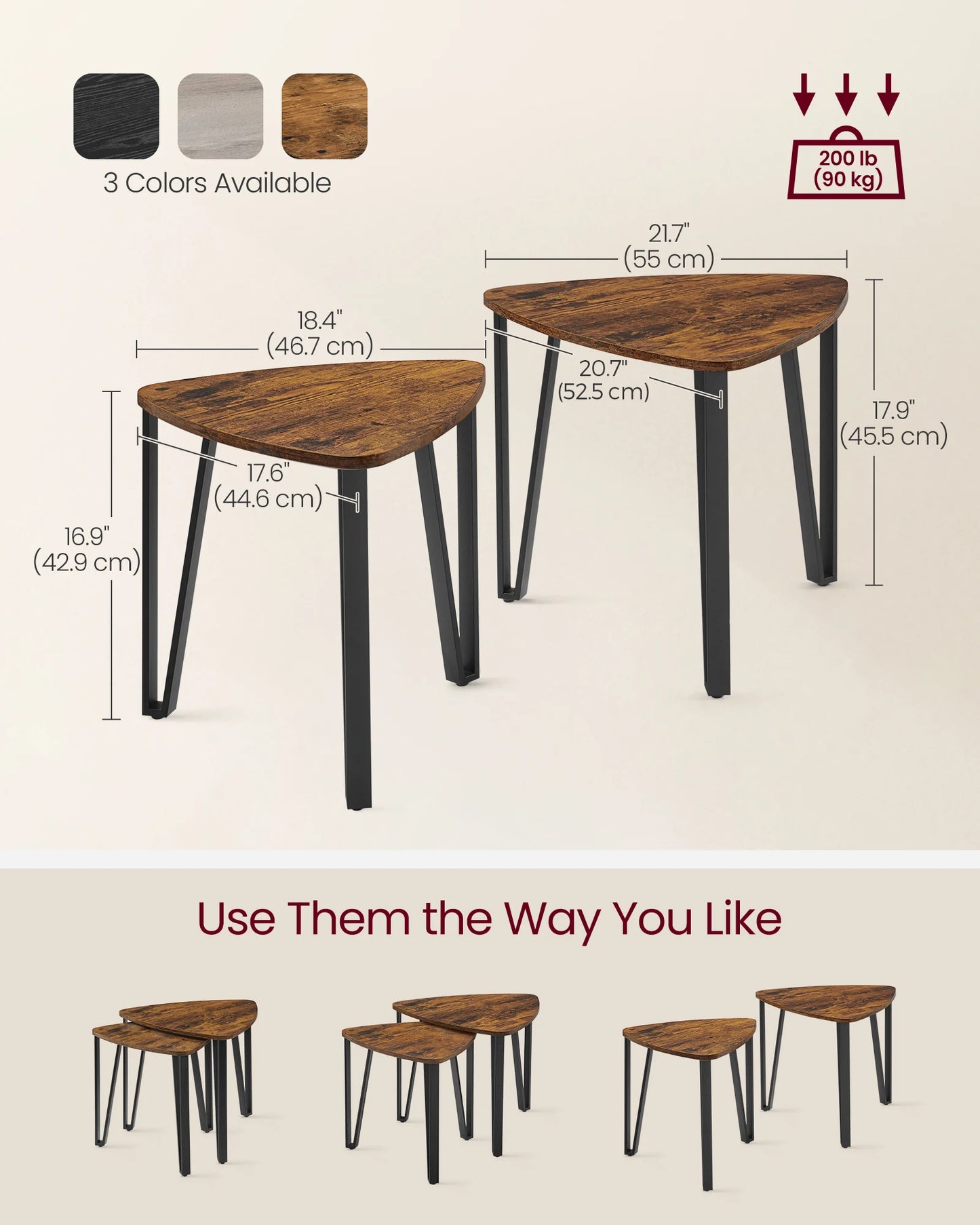 ndustrial Small Stacking Side Tables