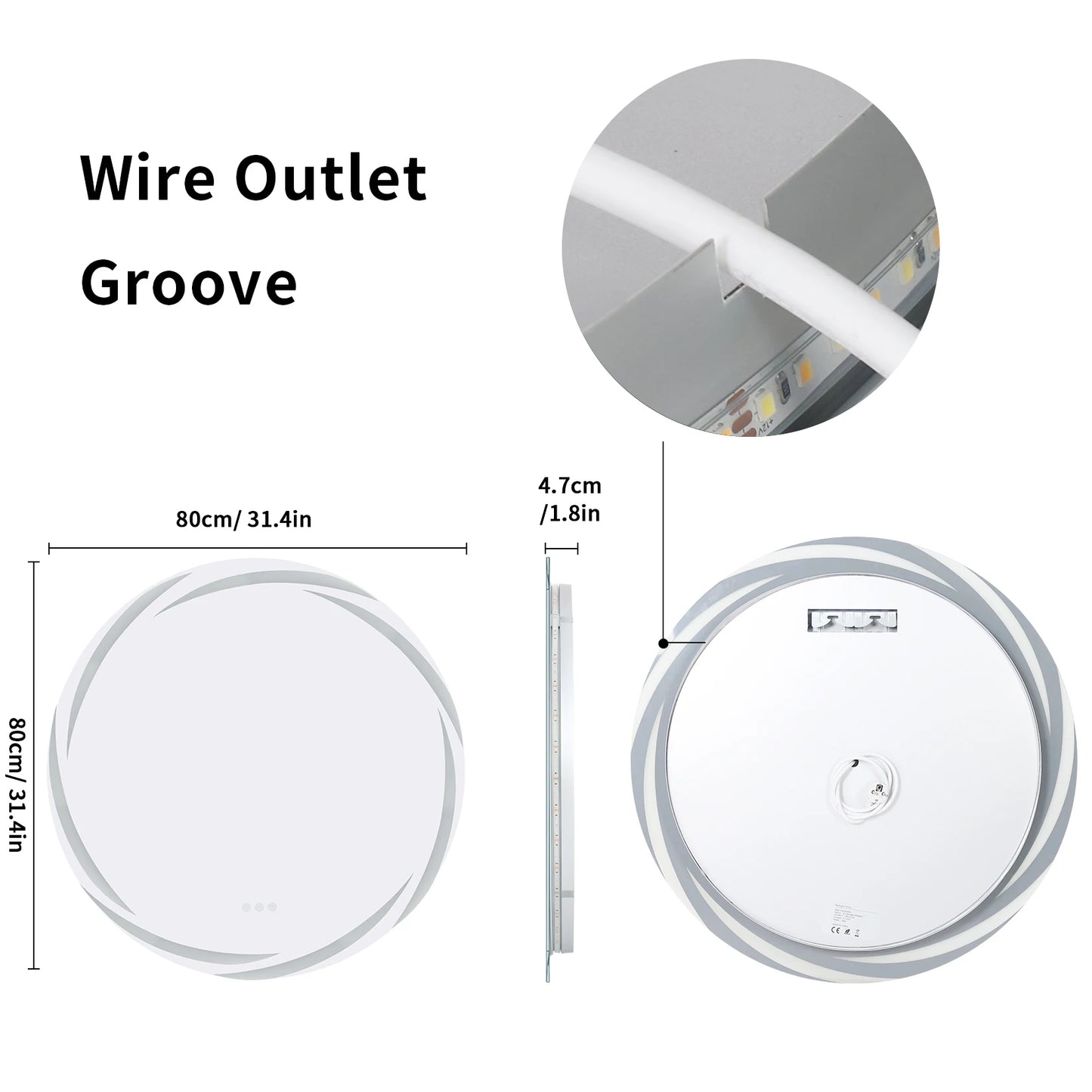 Anti-fog LED Wall Mounted Vanity Mirror Circle Shatterproof Lights