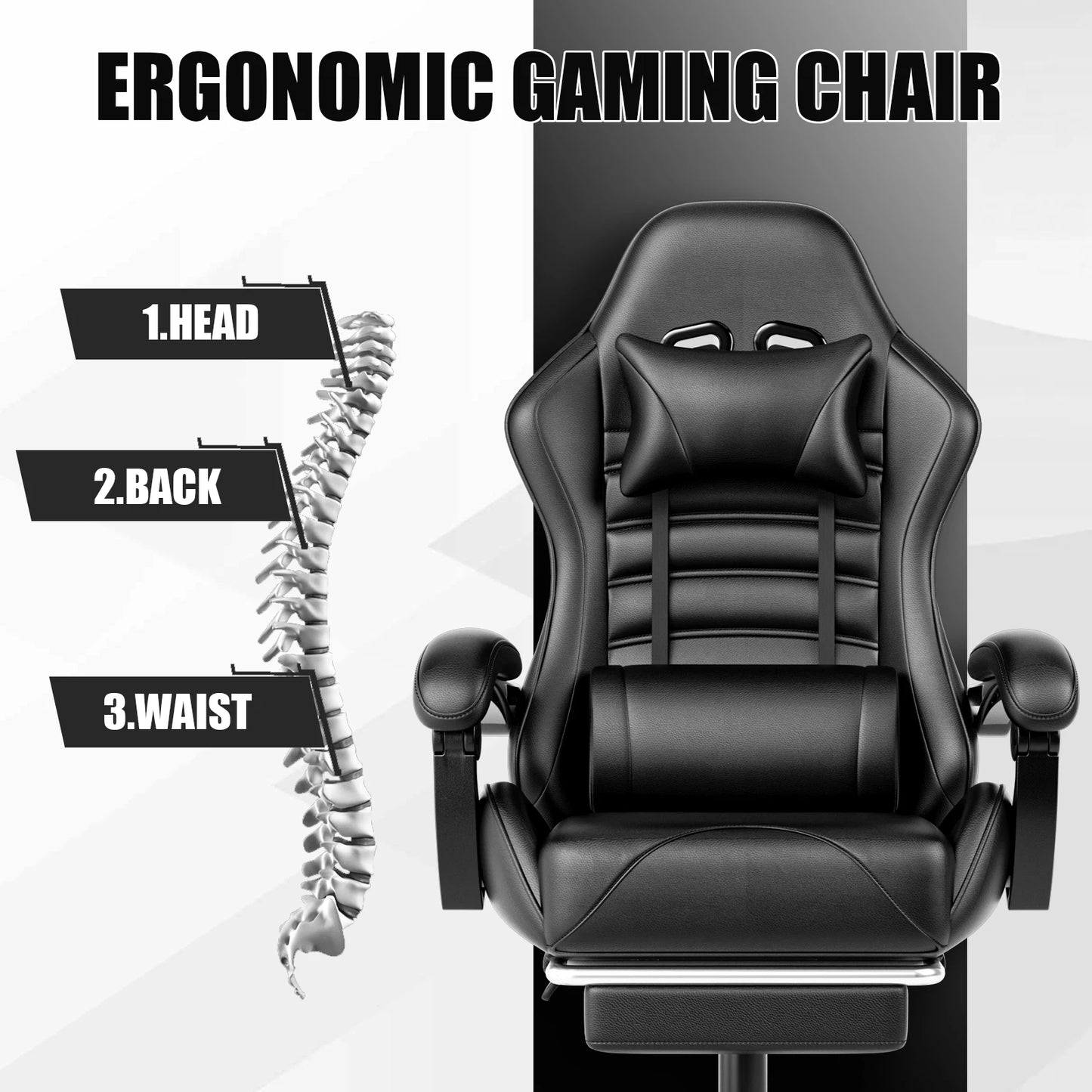 Gaming Chair with Footrest