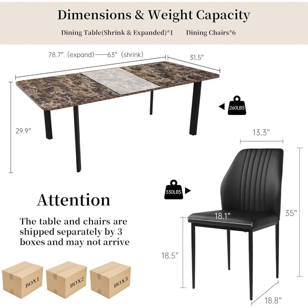 Extendable Dining Table with Upholstered Chairs