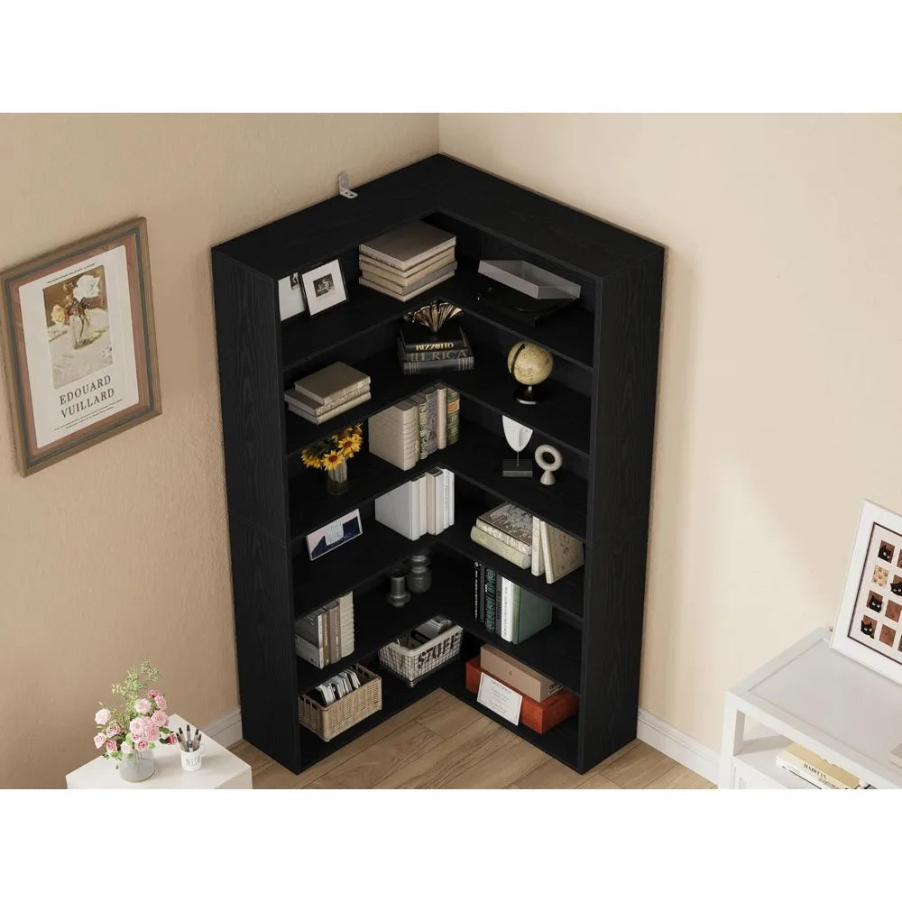 Corner Bookcases with Baffles Shelf Storage Rack