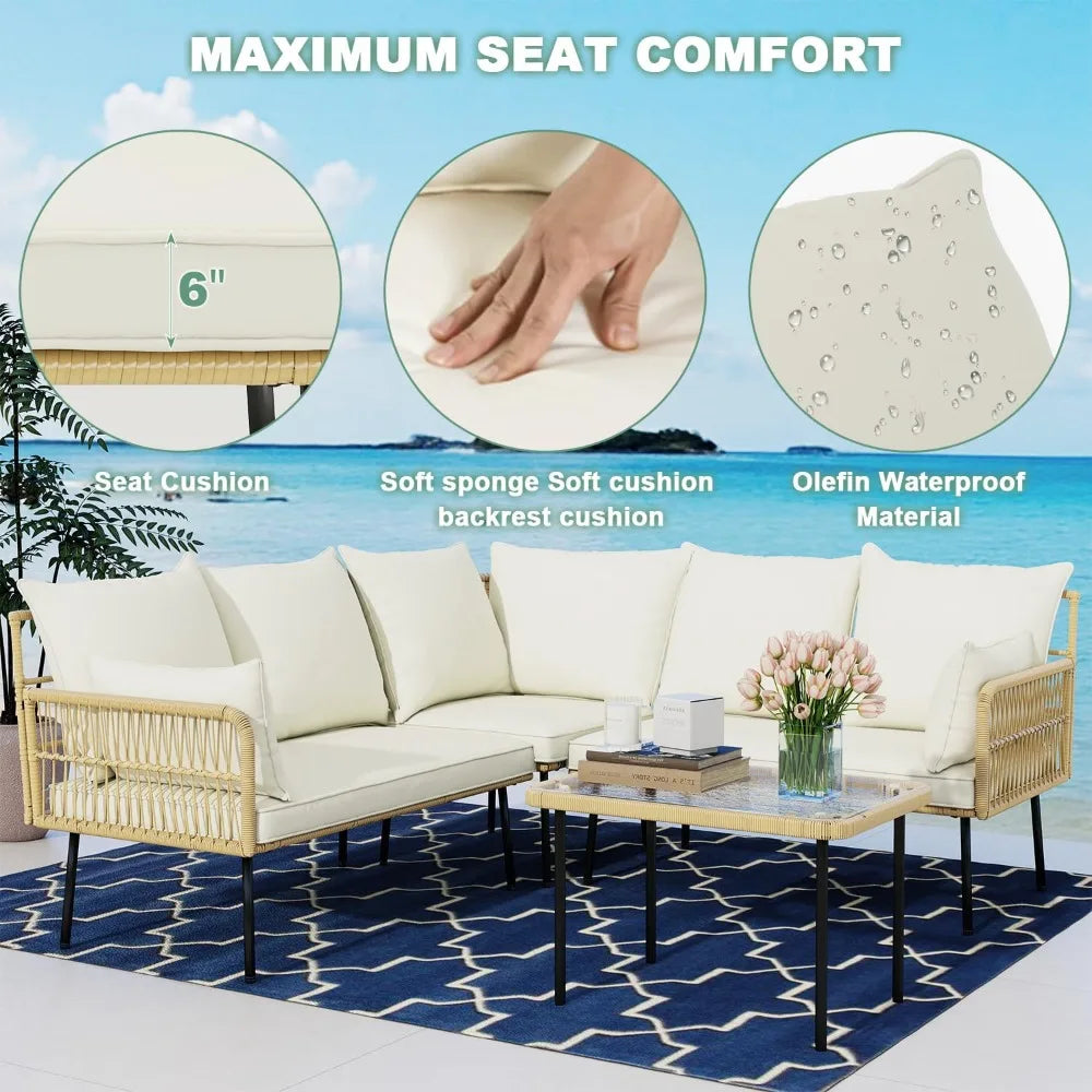 Wicker Outdoor Sectional Furniture Set