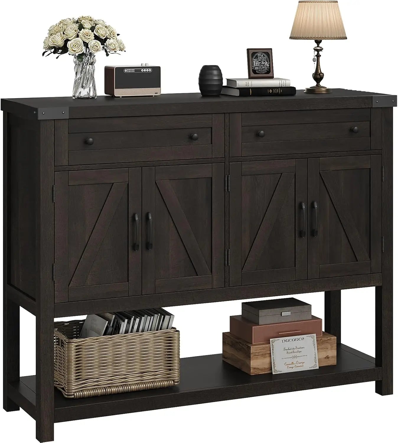 Modern Farmhouse Buffet Sideboard Cabinet with Console Table