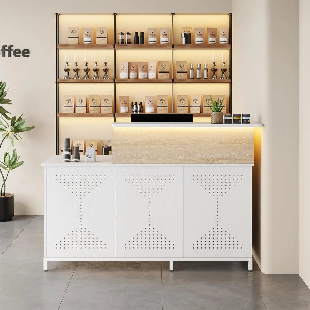 L-Shaped Reception Desk with LED Lights