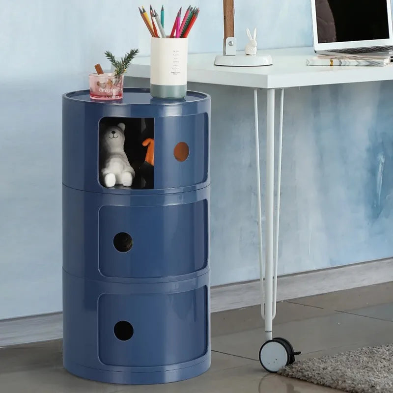 Round Bedside Nightstand Storage Unit