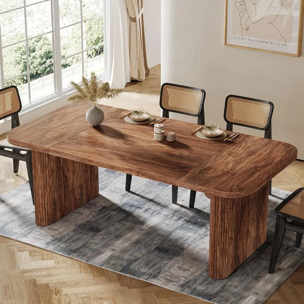 Modern Dining Table with Double Robust Pedestal
