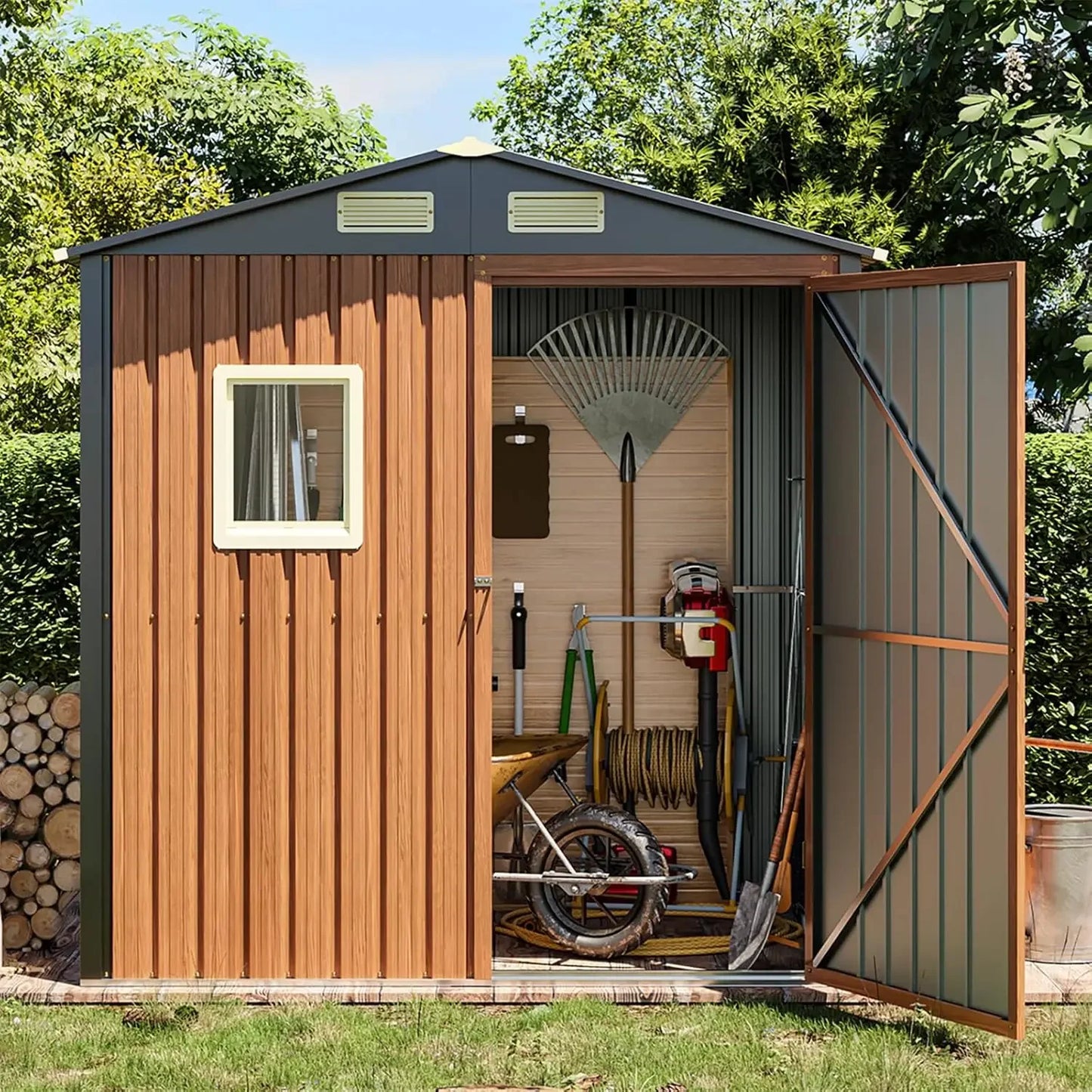 Lockable Metal Garden Shed with Window
