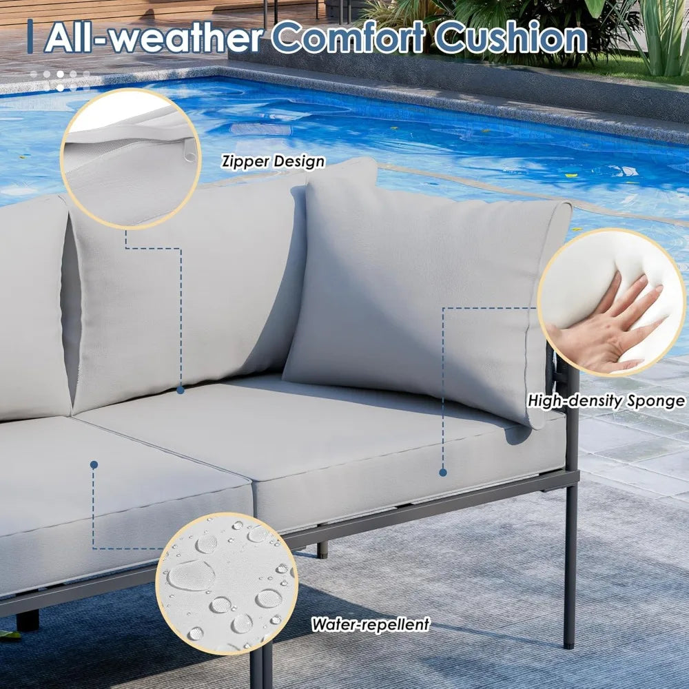 Patio Furniture Set with Handwoven Rope and Deep Seating