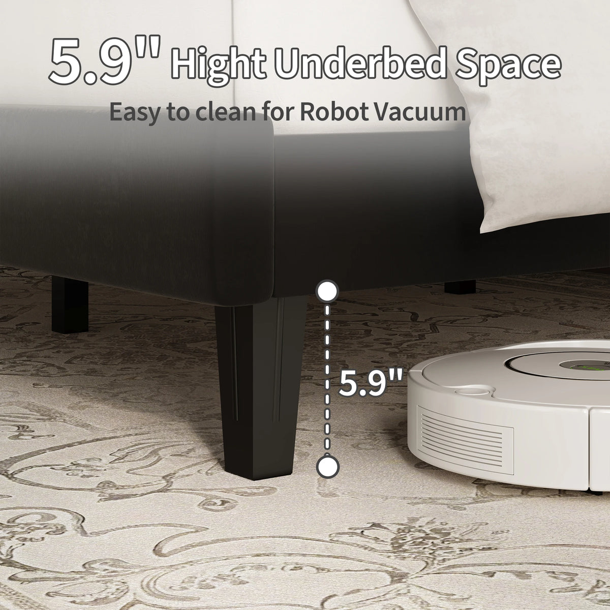 Velvet Upholstered Platform Bed Frame