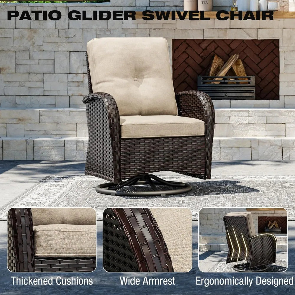 Patio Furniture Set with Thick Cushion and Ottoman