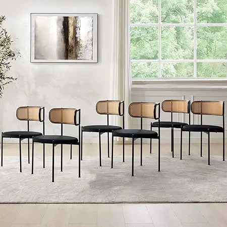 Mid Century Modern Dining Chair with Curved Upholstered