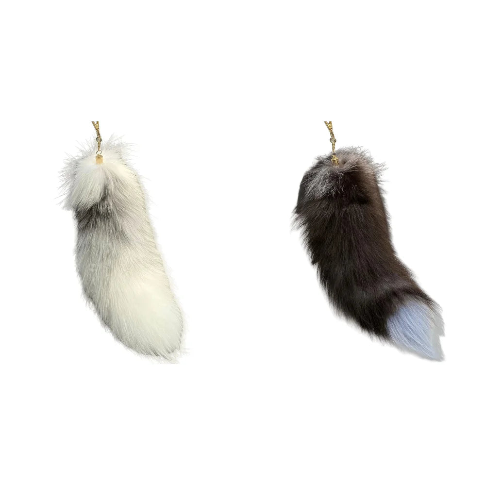 Huge Fluffy Faux Fur Fox Tail Keychain Therian Tail Fox Tail Keychain Cute Animal Tail Keychain Cosplay Tail Gift for Women Girl