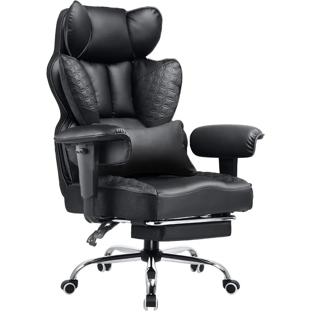 Big and Tall Office Chair with Deluxe Embossing Designed Leather and Foot Rest