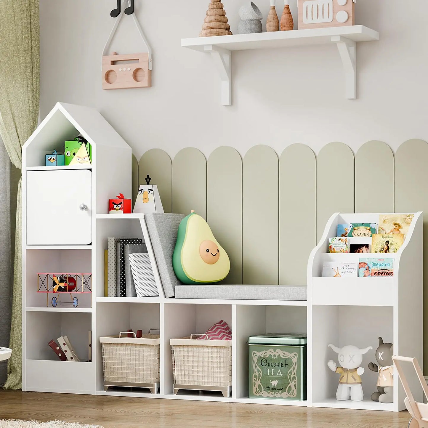 kids Bookcase with Seat Cushion