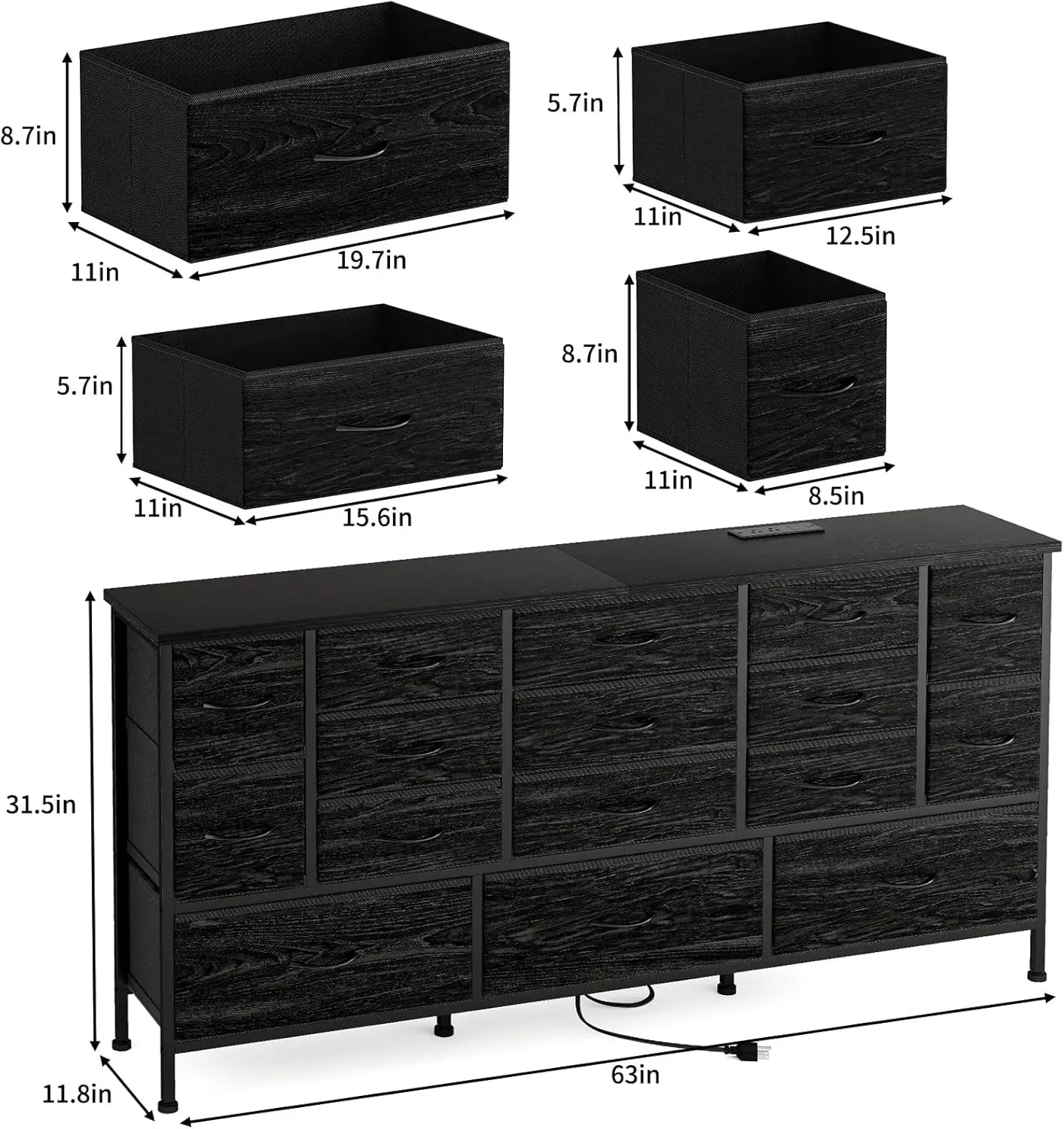 Long Dresser with 16 Large Drawers