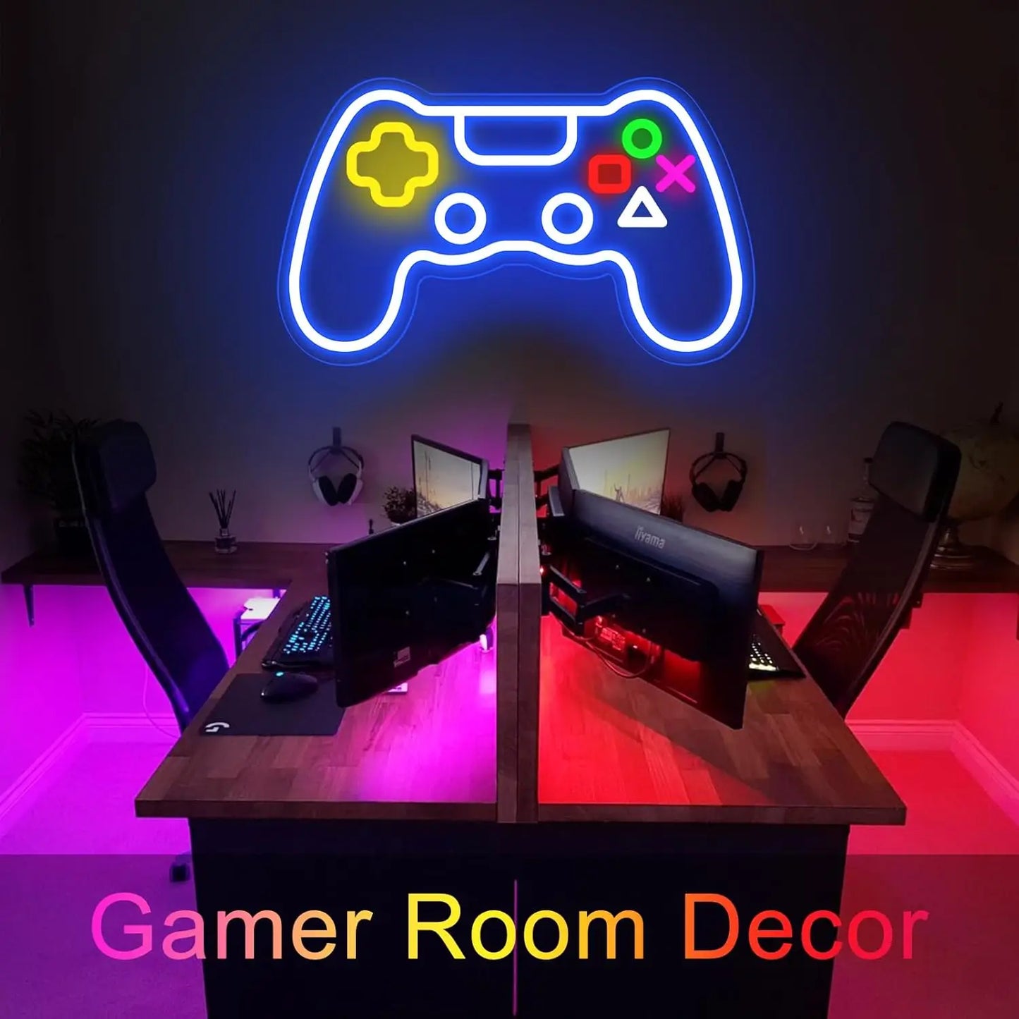 Boys Room Gamer Neon Gamepad Shape Neon Gaming Sign Decor