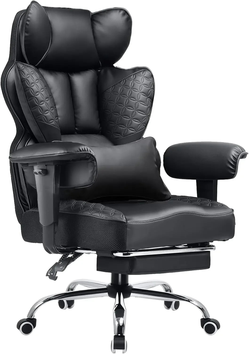 Big and Tall Office Chair with Deluxe Embossing Designed Leather and Foot Rest