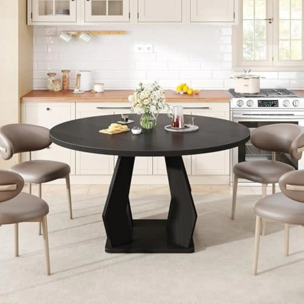Round Dining Table with Spacious Tabletop