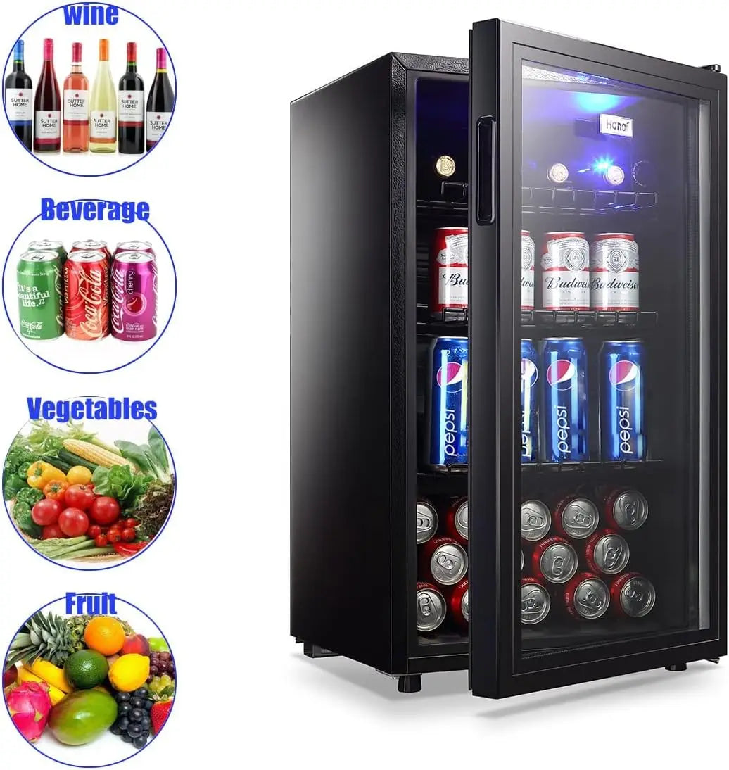 Small Beverage Refrigerator with 7 Thermostat LED Lights