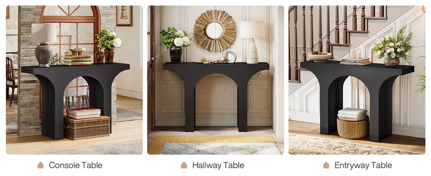 Narrow Sofa Table with Arched Design