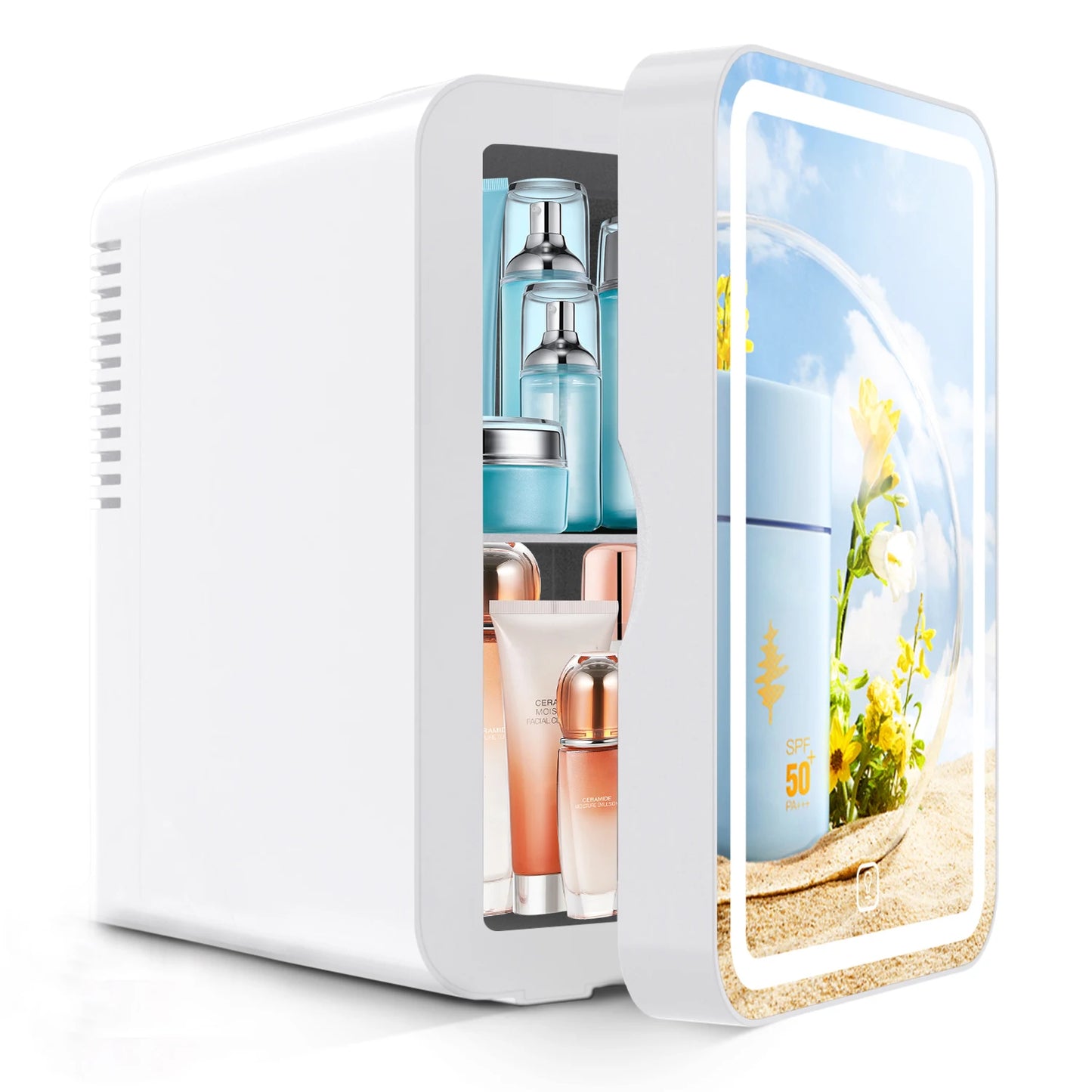 Hot and cold storage portable LED mini refrigerator