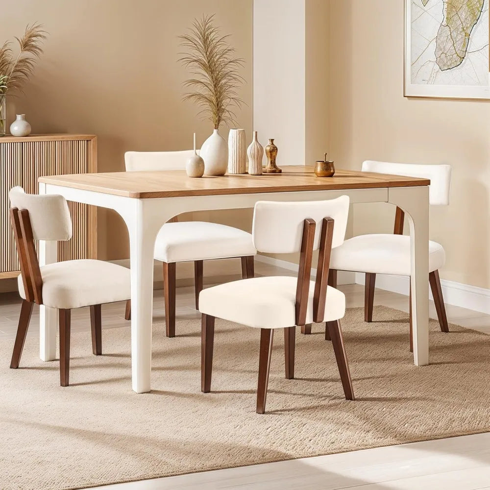 Mid Century Modern Dining Chairs Set with Curved Backrest