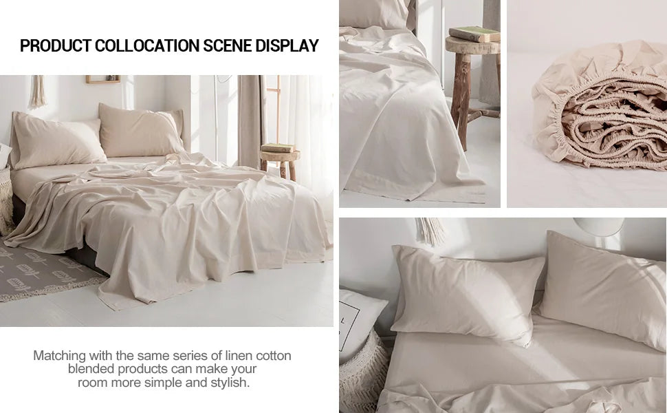 Mattress Cover Natural Flax Cotton Soft Bedding