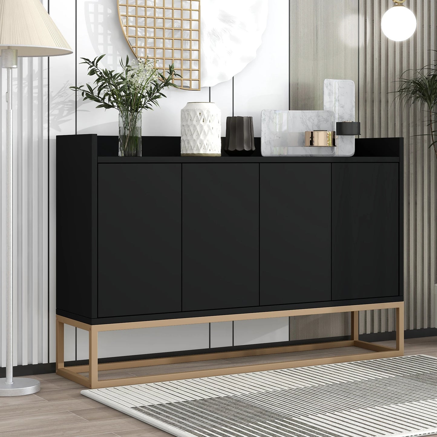 Multifunctional Storage Cabinet With 4 Doors Sideboard