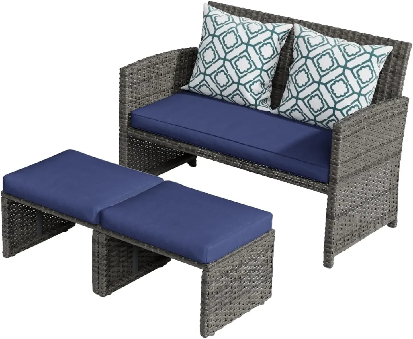 Patio Furniture Set with Ottomans