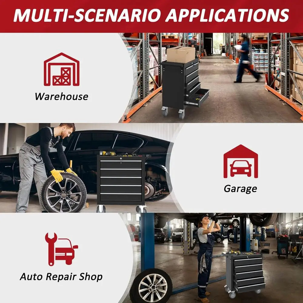 Portable Rolling Tool Chest with Wheels