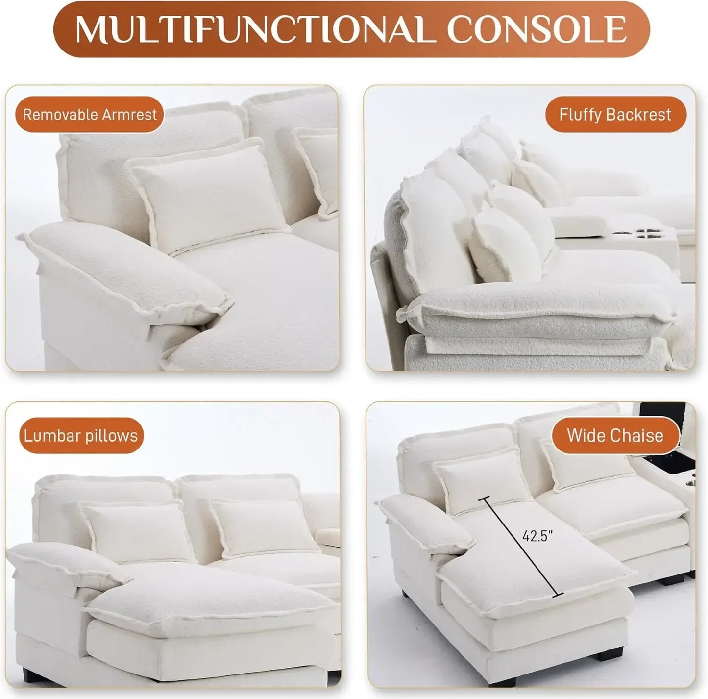 Modern Upholstered Large Modular Sofa