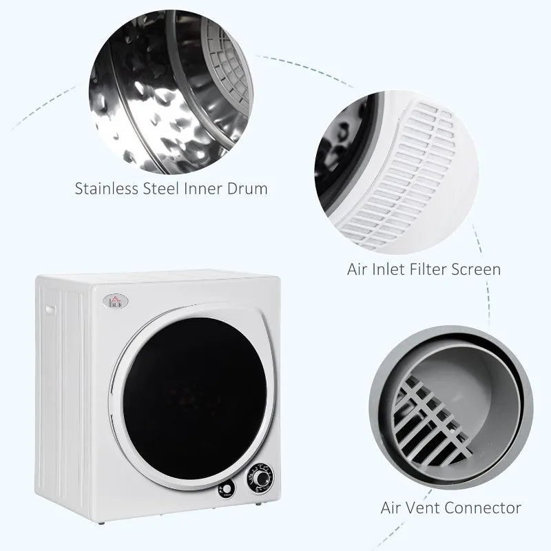 Automatic Dryer Machine with 5 Drying Modes and Stainless Steel Tub