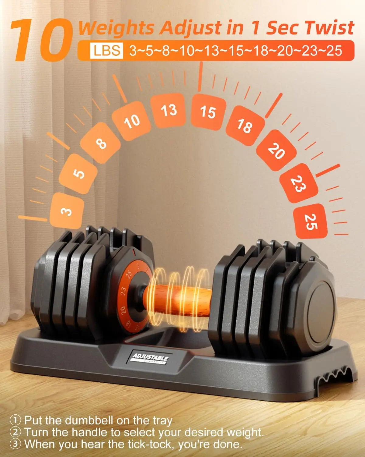 Adjustable Dumbbell Set with Tray