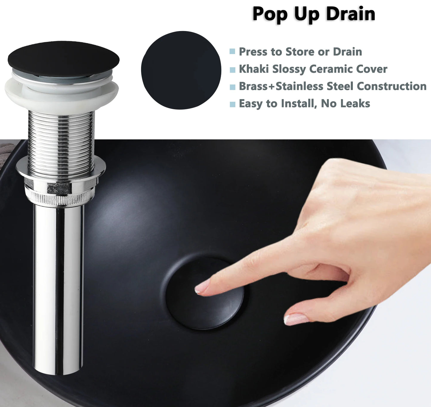 Bathroom Basin Sink Set with Faucet Pop Up Drain