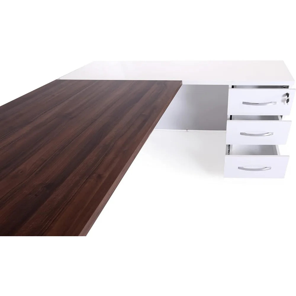 Home Office Executive Desk with File Cabinets