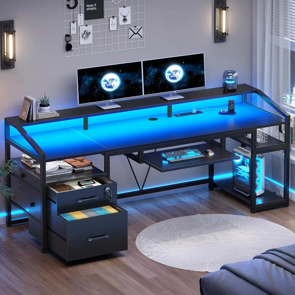 Office Desk with Lockable Drawers for Legal/Letter File