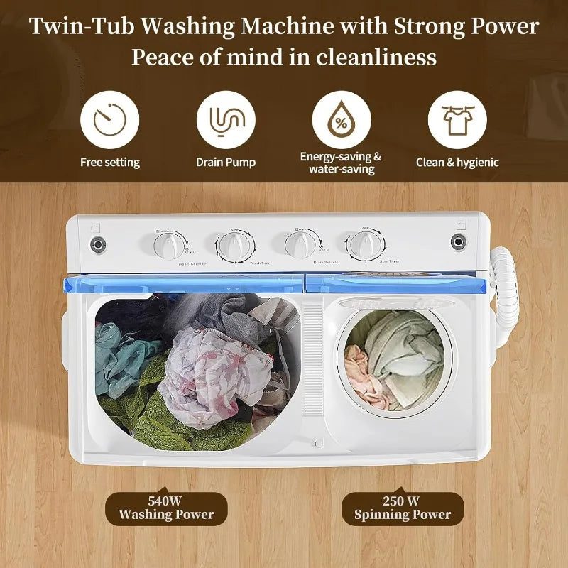 Twin Tub Laundry Compact Washer and Spinner dryer